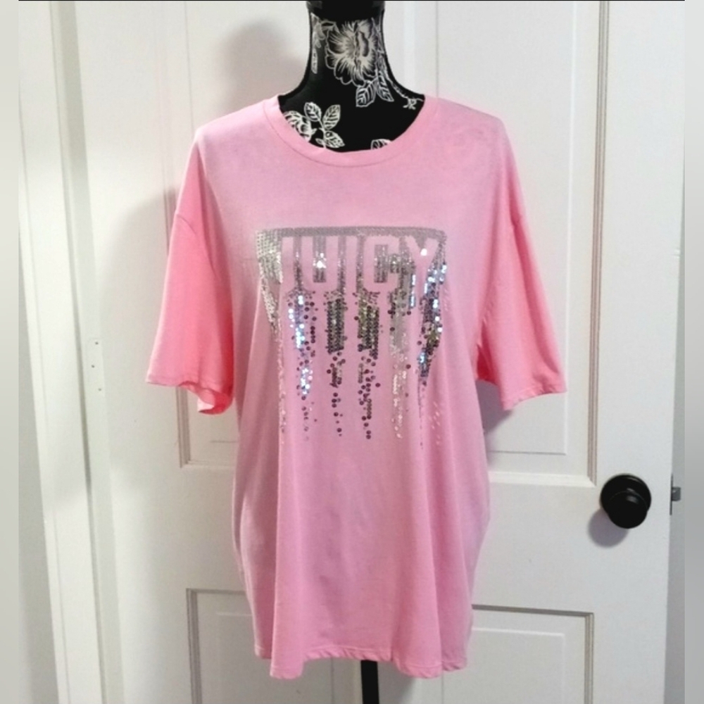 🆕️ 💗Juicy Couture💗 - Pink/Silver Sequin S/S Graphic Tee